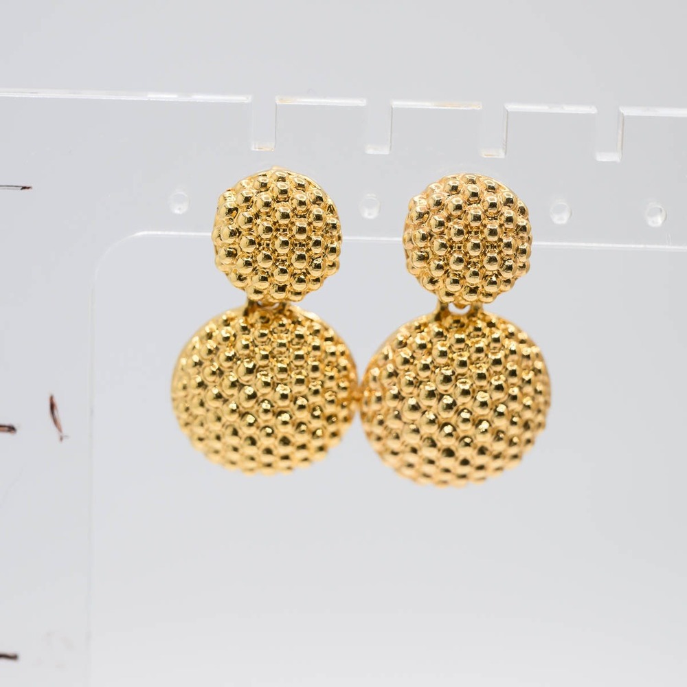Avon Drop Earrings Gold tone Textured Beaded Popcorn Orb Vintage Style